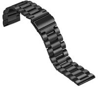 DQZRTUECA Mira la correa de metal de metal de acero inoxidable Reloj Strap Double Snap Buckle Tres Bead Watch Pocket 20 mm, 22 mm(Black,22mm)