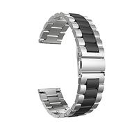 DQZRTUECA Mira una correa de acero inoxidable de metal de metal transpirable, correa reemplazable de acero inoxidable de liberación rápida de 12 mm-26 mm(Silver black,21mm)