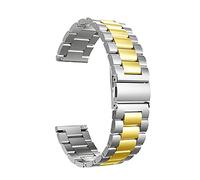 DQZRTUECA Mira una correa de acero inoxidable de metal de metal transpirable, correa reemplazable de acero inoxidable de liberación rápida de 12 mm-26 mm(Silver yellow,22mm)