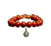 DQZRTUECA Southern Red Agate Bracelet With Bells Pendant Adjustable 11-13 inches 10-12mm Green