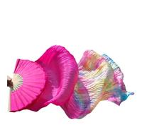 DQZRTUECA Velo de Abanico de Seda Largo for Danza del Vientre, Varios tamaños, Multicolor, 1 par/1 Pieza
