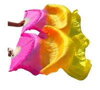 DQZRTUECA Velo de Abanico Largo de Seda for Danza del Vientre, Multicolor, 120-280x90 cm, 2ud