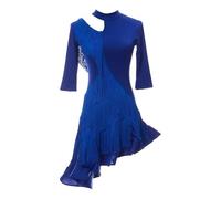 DQZRTUECA Vestuario de Baile de Tango Latino, Latin Dance Dress Fringe Tassel Irregular Wave Multicolor M-XL(Blue with Shorts,M)