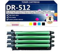 DR-512 Unidad de Tambor de Alta Capacidad de Repuesto para Konica Minolta Bizhub C221 224 284 364 454 554 ADC285 365 Impresoras, Transparente y Duradera,BCMY-1 Set