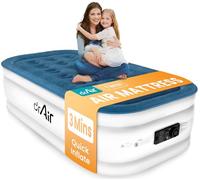 Dr. air Colchón de aire individual con bomba integrada, colchón elevado de 18 pulgadas, diseño de panal máximo de 500 libras, inflado de 3 minutos, parte superior aterciopelada impermeable, ideal para