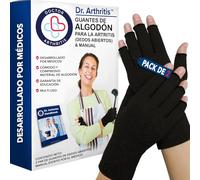 Dr. Arthritis Guantes de Compresión Desarrollados por Médicos - Muñequeras Túnel Carpiano Sin Dedos, Alivio de Síntomas de Artritis y Raynaud - Incluye Manual Sanitario [Talla XS, 1 Par]