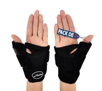 Dr. Arthritis Muñequera Pulgar Con Férula Desarrollada Por Médicos - Férula Dedo Ajustable Para Hombre Y Mujer, Mano Derecha E Izquierda, Incluye Manual Sanitario (Negro, Par)