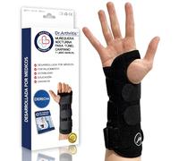 Dr. Arthritis Muñequera Túnel Carpiano con Férula Desarrollada por Médicos - Muñequera Tendinitis Muñeca Nocturna Ajustable a Cualquier Tamaño - Para Mano Derecha - Libro Manual Incluido