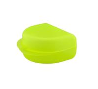 Dr. Bauer's Caja de aparatos ortopédicos, caja de almacenamiento higiénica para aparatos ortopédicos, prótesis, con agujeros de aire (amarillo neón, 4,10 cm de alto)