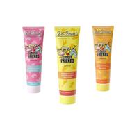 Dr. Bauer's Lovely Friends Edición Favorita - Juego de pasta de dientes infantil 3 x 90 ml (unicornio, flamenco y selva) | afrutado, brillante y natural para la diversión al cepillarse los dientes