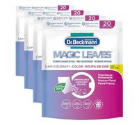 Dr. Beckmann MAGIC LEAVES Detergente Lavadora en hojas de colores | Fácil de usar, fácil de almacenar y transportar | 20 hojas (Paquete de 4)