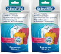 Dr. Beckmann Quitamanchas para lavadora | Elimina las manchas más difíciles e incluso las resecas | Para ropa blanca y de color | Mejorado con fórmula Oxy Power | 80 g (Paquete de 2)
