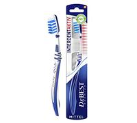Dr.Best 13311 Interdent Aktiv - Cepillo de dientes medio (12 unidades) | Las cerdas de diferentes alturas están diseñadas para una limpieza profunda entre los dientes. El color varía.