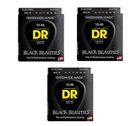 DR BKE-10 Black Beauties black el-guitar-strenge, 010-046, paquete de 3
