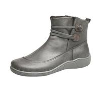 Dr. Botas S 15265001 de color liso con cordones, fondo plano, boca ancha, botines cortos, botas altas de tacón grueso, gris, 40 EU