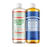 Dr. Bronner-Paquete de variedades: jabn lquido puro (Peppermint 32 oz) y SAL SUDS Biodegradable Cleaner (32 oz)-Crueldad vegana no GMO orgnica sin