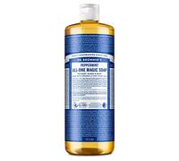 Dr Bronner's - Jabón líquido 18 en 1 de menta pura, fabricado con aceites orgánicos, utilizado para cara, cuerpo, cabello, lavandería, mascotas y platos, certificado de comercio justo y apto para