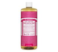 Dr. Bronner's - Jabón líquido puro de Castilla (rosa, 32 onzas) - Fabricado con aceites orgánicos, 18 en 1 usos: cara, cuerpo, cabello, lavandería, mascotas y platos, concentrado, vegano, sin OMG