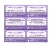 Dr. Bronner's Pure-Castile Bar Soap - Jabón de lavanda, 5 oz, paquete de 6 Dr. Bronner's
