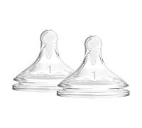 Dr. Brown’s 2 Tetinas de Nivel 1 +0 Meses de Silicona Médica Resistente | Tetina compatible con biberones de boca ancha Options+. Flujo lento y sistema anticólicos