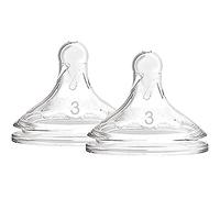 Dr. Brown’s 2 Tetinas de Nivel 3 +6 Meses de Silicona Médica Resistente | Tetina compatible con biberones de boca ancha Options+. Flujo lento y sistema anticólicos