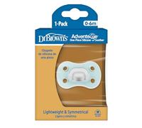 Dr. Brown’s Advantage One Piece Chupete Simétrico Reversible de Una Sola Pieza para Bebé 0-6 Meses con Escudo Protector Transpirable - Silicona Sin BPA - Azul