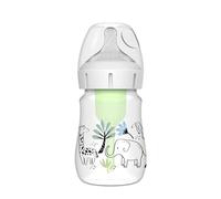 Dr. Brown’s Biberón Anticólicos de Boca Ancha Options+ Selva 150 ml - Sistema Patentado con Ventilación Interna - Tetina Nivel 1 de Flujo Lento +0 Meses - Silicona Médica y Polipropileno Sin BPA