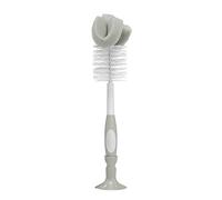 Dr. Brown’s Cepillo de Limpieza para Biberones y Tetinas - Limpiabiberones con Esponja, Cerdas para Limpieza Profunda y Limpiatetinas - Base con Ventosa - Sin BPA - Gris