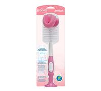 Dr. Brown’s Cepillo de Limpieza para Biberones y Tetinas - Limpiabiberones con Esponja, Cerdas para Limpieza Profunda y Limpiatetinas - Base con Ventosa - Sin BPA - Rosa