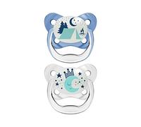 Dr. Brown’s Chupetes Nocturnos para Bebé Prevent 6-18 Meses - Chupete Ortodóntico de Silicona Médica - Sin BPA - Escudo Mariposa y Canal de Aire Sin Succión - Pack de 2 Unidades