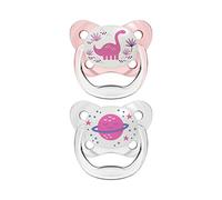 Dr. Brown’s Chupetes Nocturnos para Bebé Prevent 6-18 Meses - Chupete Ortodóntico de Silicona Médica - Sin BPA - Escudo Mariposa y Canal de Aire Sin Succión - Pack de 2 Unidades