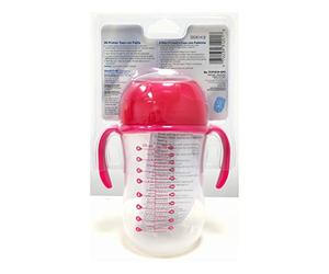 Dr. Brown’s Mi Primer Vaso con Pajita para Bebés +6 Meses 270 ml - Taza de Aprendizaje Antiderrames con con Asas y Pajita con Sistema para Beber desde Cualquier Ángulo - Sin BPA - Rosa