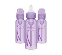Dr. Brown’s Natural Flow® Anti-Colic Options+™ Narrow Baby Bottles 8 oz/250 mL, with Level 1 Slow Flow Nipple, 3 Pack, Purple, 0m+
