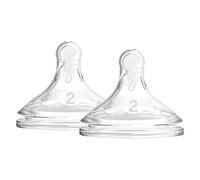 Dr. Brown’s Tetina de Nivel 2 +3 Meses de Silicona Médica Resistente Sin BPA - Flujo Lento y Sistema Anticólicos - Compatible con Biberones de Boca Ancha Options+ - Pack de 2 Unidades