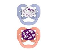 Dr. Brown's Advantage - Chupete reversible para bebé, protector abierto transpirable para flujo de aire máximo, 100% silicona redondeada, color rosa que brilla en la oscuridad, paquete de 2, 0-6 m