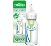 Dr. Brown's Anti-Colic Options+ - Biberón de vidrio estrecho, 4 onzas/120 ml, con tetina de flujo lento nivel 1, sin BPA, 0 m +, 1 paquete