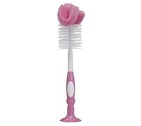 Dr. Brown's Baby Bottle Brush, Pink by Dr. Brown's | Cepillo de limpieza de esponja y cerdas, limpia a fondo biberones y artículos de bebé, limpiador de pezones y base de ventosa