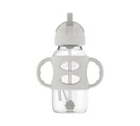 Dr. Brown's Botella de paja de cuello ancho con asas, gris
