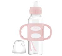 Dr. Brown's Botella de transición estrecha para beber con asas de silicona, 8 onzas, 250 ml, color rosa, 1 paquete