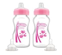 Dr. Brown's Botellas de cuello ancho Options, 2 en 1 botella de transición, 9 onzas, rosa, 2 unidades