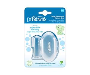 Dr. Brown's Cepillo de Dientes de Dedo Bebé +3 Meses Silicona con Estuche | Dedal dental que también sirve para masajear las encías, ayuda a introducir la higiene bucal a partir de los 3 meses