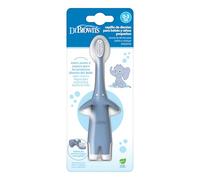 Dr. Brown's Cepillo de Dientes Infantil Suave 0-3 Años Elefante Azul | Filamentos muy blandos y mango grueso antideslizante para que las manos pequeñas cepillen sin esfuerzo