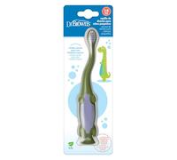 Dr. Brown's Cepillo de Dientes Infantil Suave 1-4 Años Dinosaurio Sin BPA | Filamentos extrasuaves que respetan las encías, mango ergonómico para manos pequeñas y ventosa para dejarlo de pie
