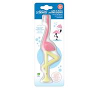 Dr. Brown's Cepillo de Dientes Infantil Suave 1-4 Años Flamenco Sin BPA | Filamentos extrasuaves que respetan las encías, mango ergonómico para manos pequeñas y ventosa para dejarlo de pie