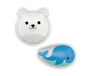Dr. Brown's Cold Comfort Compress - Bolsa de hielo para bebé, congelable, reutilizable, primeros auxilios, alivio del dolor para niños, oso polar y ballena, sin BPA, paquete de 2