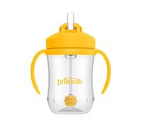 Dr. Brown's Milestones Baby First Straw Cup - Vaso de entrenamiento con pajita pesada, 270 ml, color amarillo, vintage, sin BPA, a partir de 6 meses