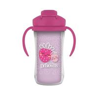 Dr. Brown's Milestones - Vaso aislado con popote y asas, vaso a prueba de derrames con tapa, fresas rosas, 10 onzas/300 ml, sin BPA, más de 12 m