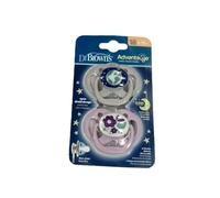 Dr Brown's Natural Flow Advantage - Chupete que brilla en la oscuridad, 2 unidades (paquete de 1), rosa, surtido