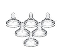 Dr. Brown's Natural Flow - Tetina de silicona de cuello ancho nivel 4, flujo rápido, 9 m+, 100% silicona, paquete de 6