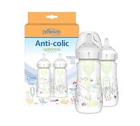 Dr. Brown's Pack de 2 Biberones Anticólicos Boca Ancha Océano 270 ml | Reduce la ingesta de aire durante la toma para menos gases y cólicos e incluye tetina de flujo lento para recién nacidos